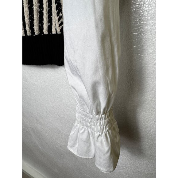 French Connection Black & White Moma Vest Mix‎ Top Medium Preppy Sweater Knit - Picture 8 of 8